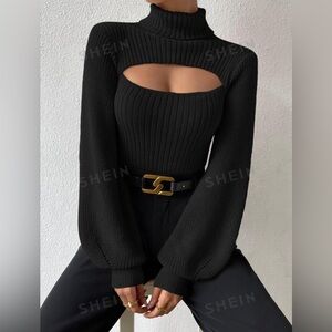 Turtleneck Cut Out Eyelet NWOT